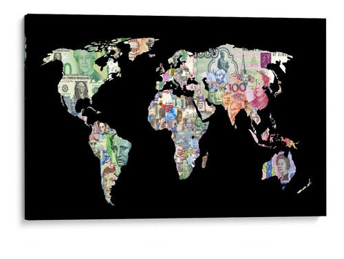 Cuadro Canvas Mapa Del Dinero Billetes Del Mundo Money Hd Li