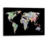 Cuadro Canvas Mapa Del Dinero Billetes Del Mundo Money Hd Li