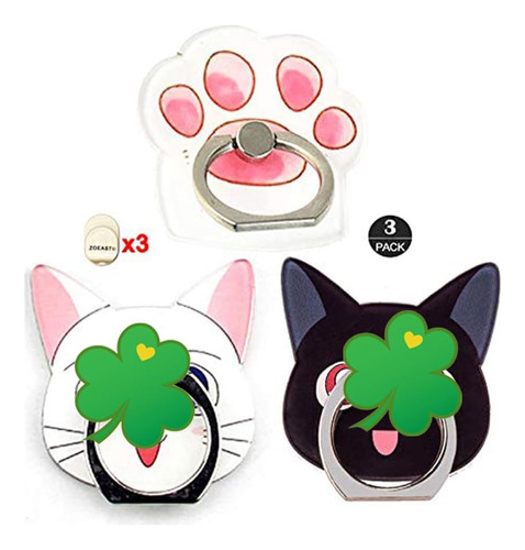 Zoeast(tm) 3 Pack Phone Ring Grip Sailor Moon Cat Mask Luna