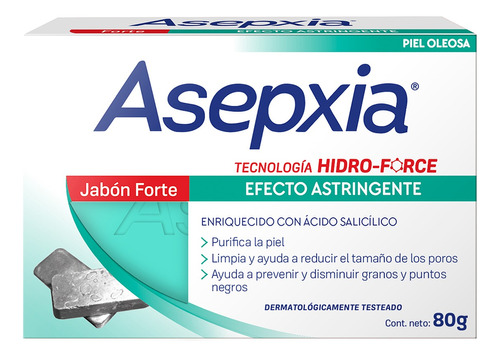 Jabón En Barra Asepxia Forte Efecto Astringente 80gr