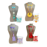  Kit Colar Brincos Mais Pulseiras Coloridos 30 Peças 