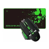 Mouse X6 Led Gaming Usb 3200dpi+mousepad-negro/verde 60x30cm