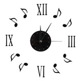 Reloj De Pared Con Placa De Vinilo, Diseño De Notas Musicale