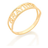 Anel Skinny Ring Gratidão Folheado Ouro Rommanel