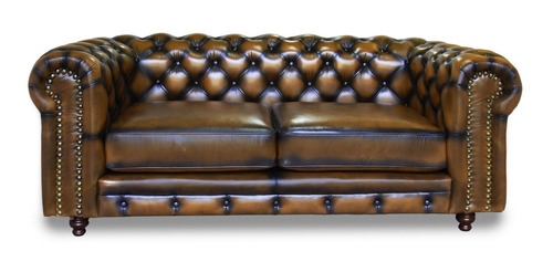 Love Seat Piel Genuina - Chesterfield Deslavado