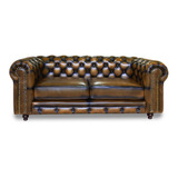 Love Seat Piel Genuina - Chesterfield Deslavado