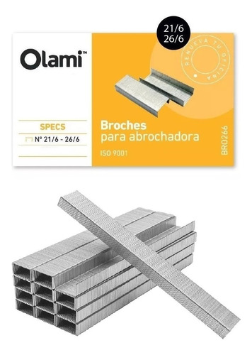 Ganchos Broches Para Abrochadora N° 21/6 26/6 X 10 Cajas Pinza Color Plateado Olami