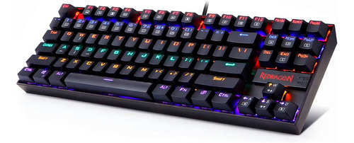 Teclado Gamer Redragon Kumara K552 Qwerty Español Latinoamérica Color Negro Con Luz Rainbow