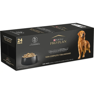 Pro Plan Pouches Purina Perro Adulto Carne, Caja Con 24 Pzs | Envío gratis