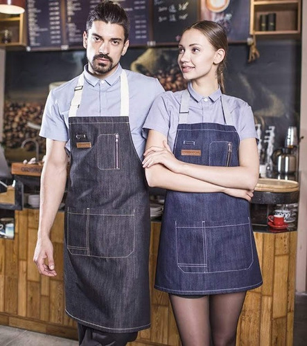 Delantal Jeans Para Restaurante Unisex