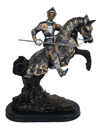 Guerreiro Cavaleiro Medieval Em Resina 31,5 Cm  Decorativo