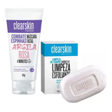 Kit Clearskin Másc. Facial Argila Rosa+sab. Barra Esfoliante