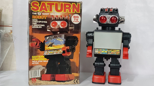 Robo Saturn Brinquedo Antigo  Na Caixa Anos 80 Sem Funcionar