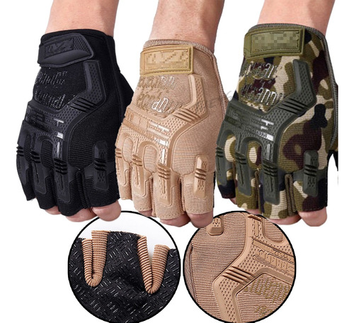 Guantes Tacticos Nudillos Almohadillas Militar Medio Dedo