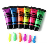 54x Tinta Neon Fluorescente Arte Corporal Brilha Luz Negra