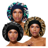 Paquete De 3 Gorros De Dormir Sedosos Para Cabello Rizado, G