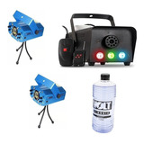 Kit Iluminação Festa Mini Laser + Máquina De Fumaça 600w C 110v