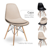 Capa Para Cadeira Eames Eiffel Com Almofada Suede Areia