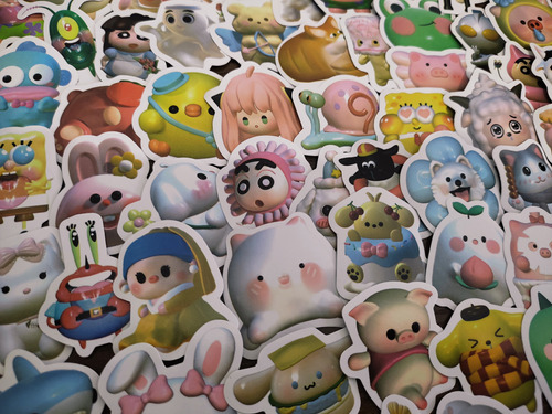 60 Stickers Sanrio Melody Hello Kitty Bob Esponja Kirby 