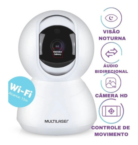 Câmera Robô Inteligente Full Hd Wi-fi Se221 Multilaser Cor Branco