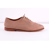 Zapatos Mujer Oxford Cuero Beige Limaranda