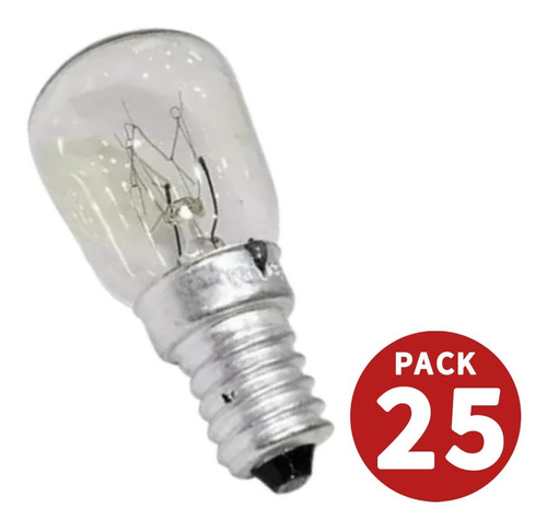 Ampolleta Refrigerador 15w E14 Vidrio Luz Cálida Pack 25 Und