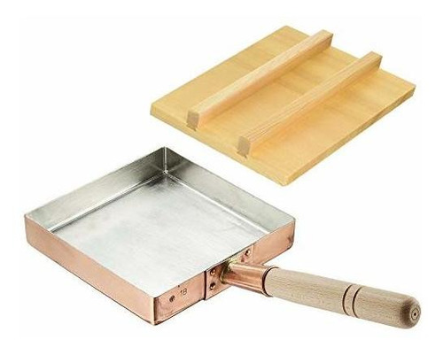 Tikusan Japanese Tamagoyaki-omelette Copper Pan With Wooden 