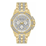 Bulova 98c126 Swarovski Crystal Pave Pulsera Reloj Para Homb Color De La Correa Dorado Color Del Bisel Dorado Color Del Fondo Dorado