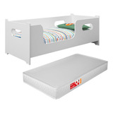 Cama Berço Infantil Montessoriana Mini Com Colchão E Grade