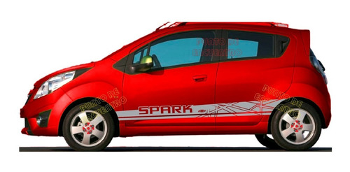 Stickers Franja Lateral Para Chevrolet Spark+espejos 4 Ps 3