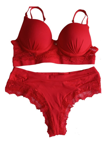 Conjunto Lingerie - Renda Reforçado E Com Bojo - Kit 3 Peças