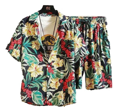 Conjunto De Camisa Hawaiana De Playa Y Pantalón Corto Hombre