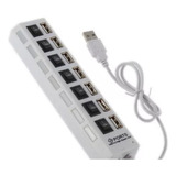 Hub Usb 2.0 Com 7 Portas Botões On/off E Led Indicador