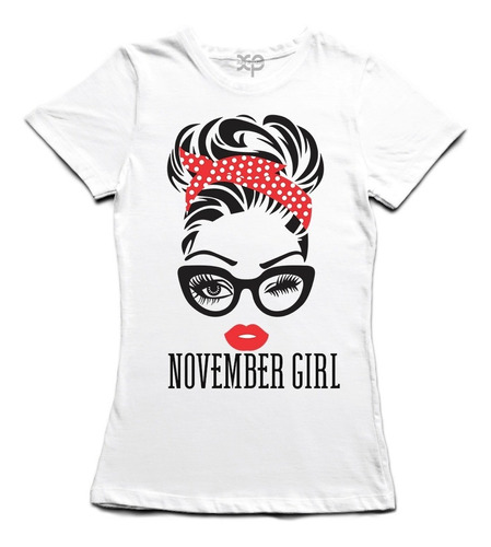 Playera Mujer Noviembre, November Girl, Bandana, Pañuelo   