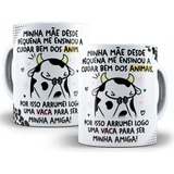 Caneca Porcelana Flork Amizade  Vaca Para Ser Minha Amiga