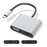 Adaptador Hub Usb 4 En 1 De Tipo C A Hdmi Vga Usb 3.0 Y C