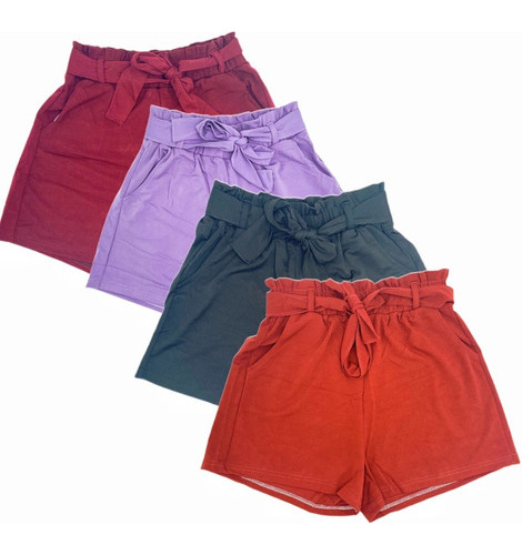 Pack 3 Short Corta Mujer Lola ,tiro Alto, Colores Surtidos