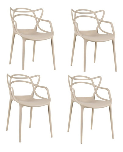 Kit 4 Cadeiras Allegra 100% Polipropileno Sala Cozinha