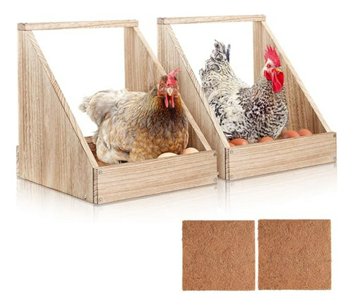 Caja Nido Para Gallinas De Madera (paquete De 2)