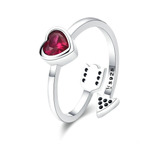 Anillo Plata 925 Corazón Rojo De Amor Talla Regulable