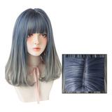 Cabello Liso De Longitud Media Omber, Azul Y Gris, De 18 Pul