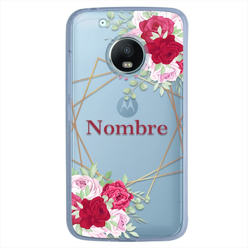 Funda Motorola  Uso Rudo Flores Personalizada Con Tu Nombre