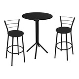 Conjunto De Mesa Bistro Alta Com 2 Banquetas Preta + Brinde