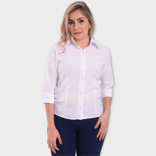 Camisete Social Feminina Manga 3/4 Para Uniformes 