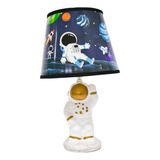 Lámpara De Mesa Cerámica Blanca Diseño Astronauta Y Detalles