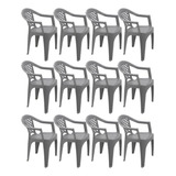 Combo 12 Cadeiras De Plastico Tramontina Iguape - Cinza