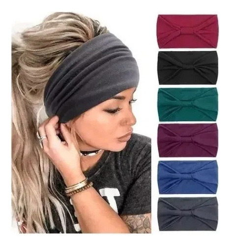 Juego De 6 Diademas Anchas Para Mujer, Deportivas, Para Yoga Color Negro