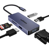 Hub Usb C, Oditton 6 En 1 Usb C A Hdmi Vga Adaptador Usb C D