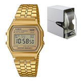 Reloj Casio Vintage A158 Acero Dorado Cronometro Alarma