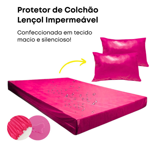 Capa De Colchão Lençol Casal Kit Protetores Impermeável Rosa Pink